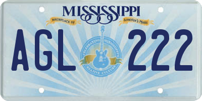 MS license plate AGL222