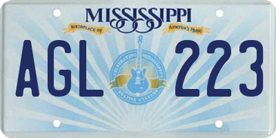 MS license plate AGL223