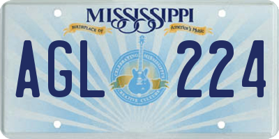 MS license plate AGL224