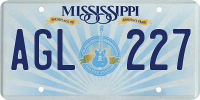 MS license plate AGL227