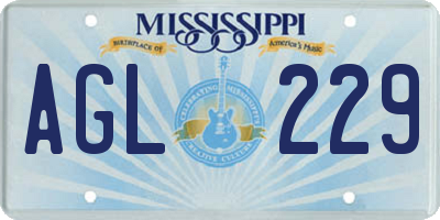 MS license plate AGL229
