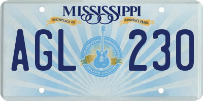 MS license plate AGL230