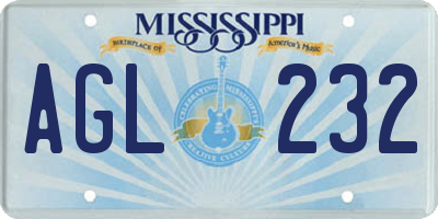 MS license plate AGL232