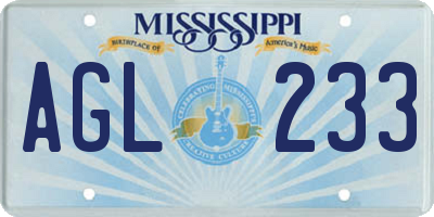 MS license plate AGL233