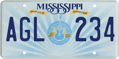 MS license plate AGL234