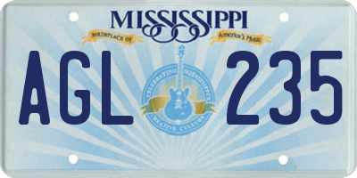 MS license plate AGL235