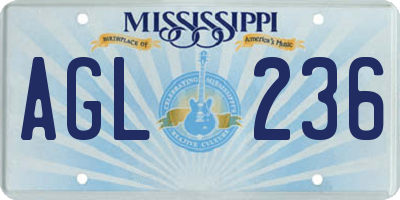 MS license plate AGL236