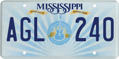 MS license plate AGL240