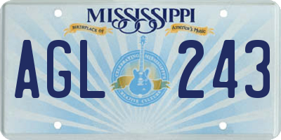 MS license plate AGL243