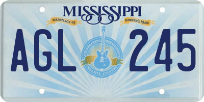 MS license plate AGL245