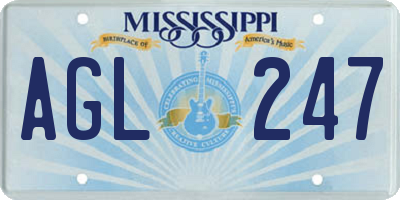 MS license plate AGL247