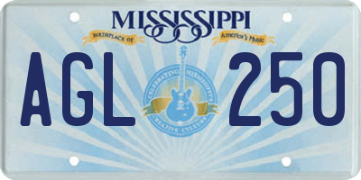 MS license plate AGL250