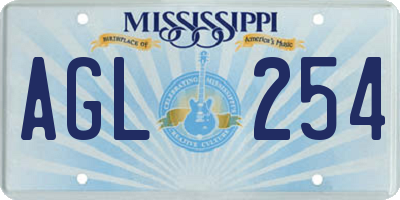 MS license plate AGL254