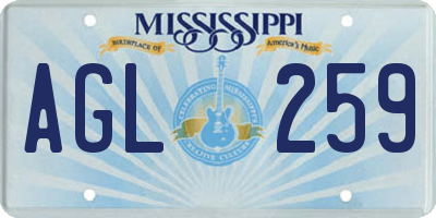 MS license plate AGL259