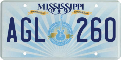 MS license plate AGL260