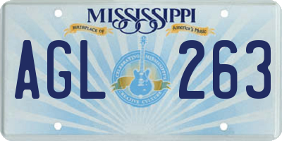 MS license plate AGL263