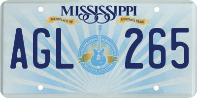 MS license plate AGL265