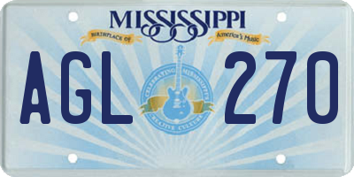 MS license plate AGL270