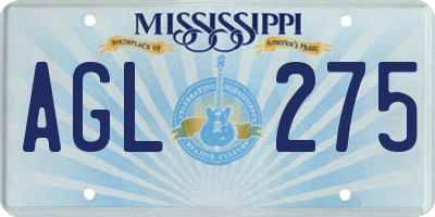 MS license plate AGL275