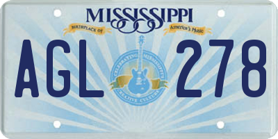 MS license plate AGL278