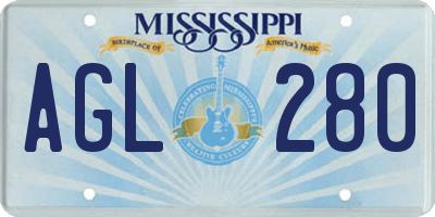 MS license plate AGL280