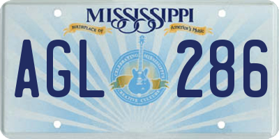 MS license plate AGL286
