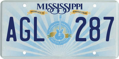 MS license plate AGL287