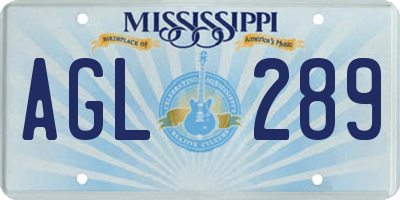 MS license plate AGL289
