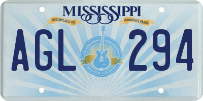 MS license plate AGL294