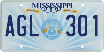 MS license plate AGL301