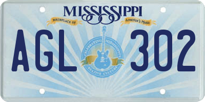 MS license plate AGL302