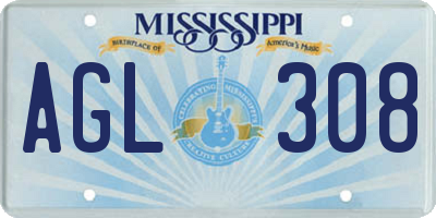 MS license plate AGL308