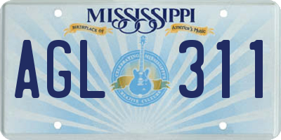 MS license plate AGL311
