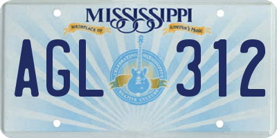 MS license plate AGL312