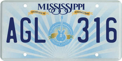 MS license plate AGL316