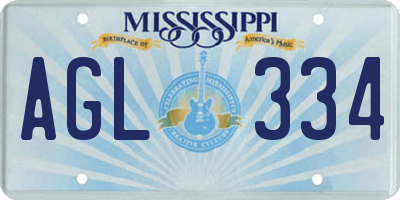 MS license plate AGL334