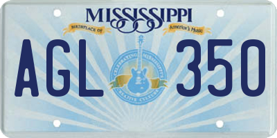 MS license plate AGL350
