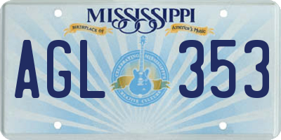 MS license plate AGL353