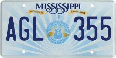 MS license plate AGL355
