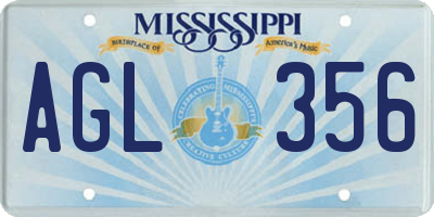 MS license plate AGL356