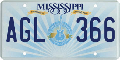 MS license plate AGL366