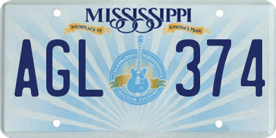MS license plate AGL374