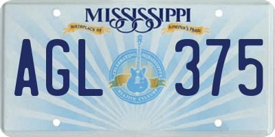 MS license plate AGL375