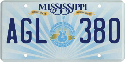 MS license plate AGL380