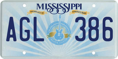 MS license plate AGL386