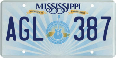 MS license plate AGL387
