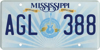 MS license plate AGL388