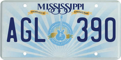 MS license plate AGL390