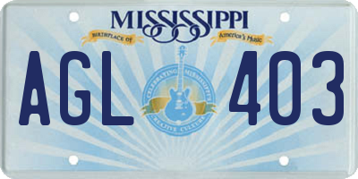 MS license plate AGL403