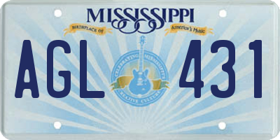 MS license plate AGL431